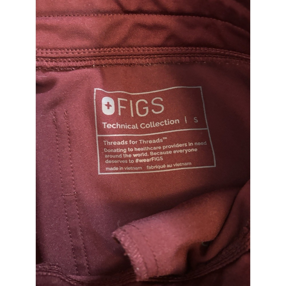 Figs Scrub Technical Collection Pants Joggers Maroon Drawstring Womens Sz S - Picture 4 of 10